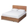 Baxton Studio Eleni Modern Ash Walnut Brown Finished Wood Queen Size 3-Drawer Storage Bed 175-9429-9621-Zoro